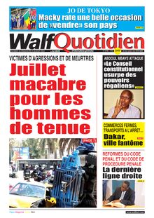 Walf Quotidien n°8798 - du Samedi 24 au Dimanche 25 juillet 2021