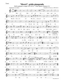 Partition ténor enregistrement , Madrigali A Cinque Voci [Libro Quinto] par Carlo Gesualdo