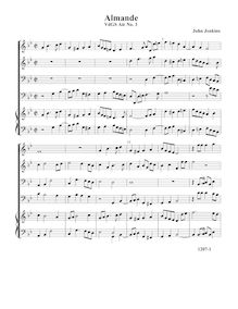 Partition Almande, VdGS No.3 - partition complète (Tr Tr B B O), Airs pour 4 violes de gambe avec orgue