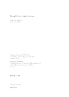  Intangible  and  tangible  heritage [Elektronische Ressource] : a topology of culture in context of faith / Britta Rudolff