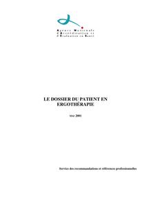 Le dossier du patient en ergothérapie - Dossier du patient en ergothérapie - Rapport complet