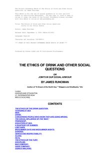 The Ethics of Drink and Other Social Questions - Joints In Our Social Armour
