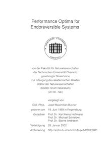 Performance optima for endoreversible systems [Elektronische Ressource] / vorgelegt von Josef Maximilian Burzler