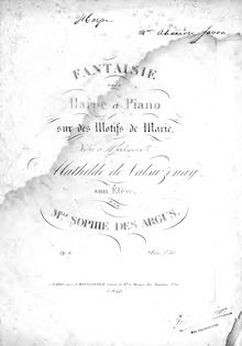 Partition harpe , partie, Fantaisie pour harpe et piano sur des motifs de Marie
