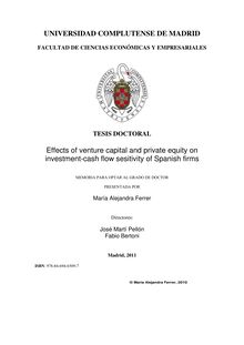 Effects of venture capital and private equity on investment-cash flow sesitivity of Spanish firms
