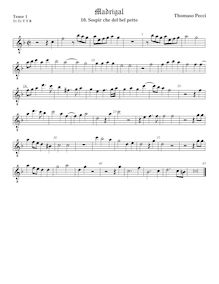 Partition ténor viole de gambe, octave aigu clef, Madrigali a 5 voci, Libro 2