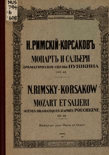 Partition complète, Mozart et Salieri, Моцарт и Сальери, Rimsky-Korsakov, Nikolay