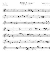 Partition viole de gambe aigue 1,  No.6 pour 3 violes de gambe et orgue