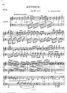 Partition , Reverie, 6 Morceaux, Op.51, Rubinstein, Anton