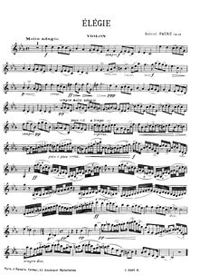 Partition de piano et partition de violoncelle (avec alternative partition de violon), Élégie, Op.24