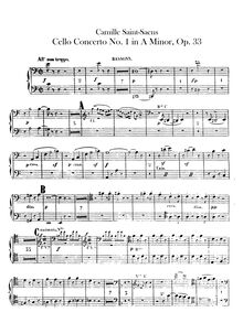 Partition Basssoon 1/2, violoncelle Concerto No.1, A Minor, Saint-Saëns, Camille
