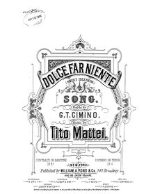 Partition complète, Dolce far niente, Sweet Idleness, Song, E♭ major for Contralto or Baritone, G major for Soprano or Tenor