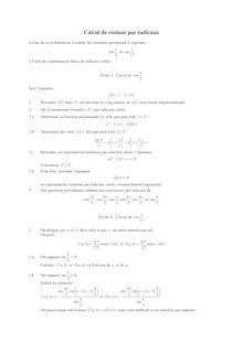 Sujet : Algèbre générale, Calcul de cosinus par radicaux