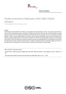 Fouilles anciennes en Afghanistan (1924-1925). Paït?v?, Karratcha - article ; n°1 ; vol.51, pg 13-28