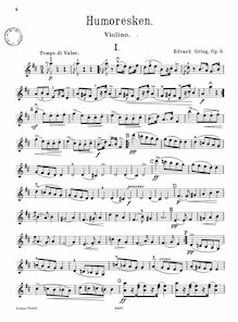 Partition de violon, 4 Humoresques Op.6, Grieg, Edvard
