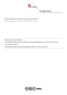 Hydrologie et érosion sous-glaciaires - article ; n°2 ; vol.58, pg 241-264