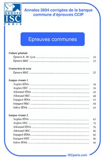 Epreuves communes 2004 Institut Supérieur du Commerce (ISC)