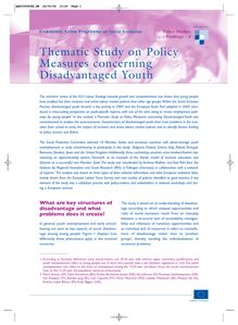 Thematic study on policy measures concerning disadvantaged youth