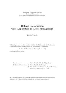 Robust optimization with application in asset management [Elektronische Ressource] / Katrin Schöttle