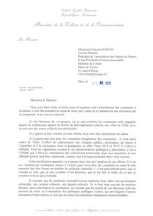 Réponse de Fleur Pellerin à la lettre ouverte de François Baroin, président de l Association des Maires de France