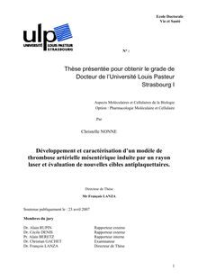 Thèse présentée pour obtenir le grade de Docteur de l Université Louis Pasteur