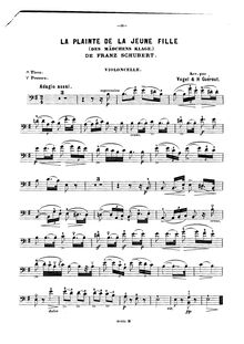 Partition de violoncelle, Des Mädchens Klage (2nd version), D.191 (Op.58 No.3)