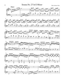 Partition Sonata R.27 en E minor, clavier sonates R.21–30, Soler, Antonio