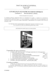 Sujet du bac S 2005: Sciences de l Ingénieur, Métropole