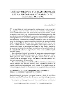 Los supuestos fundamentales de la reforma agraria y su validez actual (Fundamental assumptions of the agrarian reform and its actual validity)