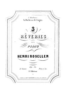 Partition complète, 3 Rêveries, deuxieme livre, Rosellen, Henri