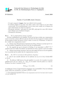 Université des Sciences et Technologies de Lille U F R de Mathématiques Pures et Appliquées
