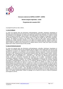 Programme du CAPES externe de langue créole 2014