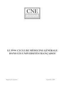 Le 3ème cycle de médecine générale dans les universités françaises