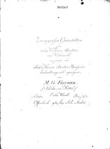 Partition viole de gambe, Zwey grosse Quartetten für zwey Violinen, Bratsche und Violoncell, erstes Werk