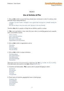 Prépa Sciences Po – Anglais – Fiche 1 : Use of Articles A / The + Quiz