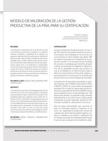MODELO DE VALORACIÓN DE LA GESTIÓN PRODUCTIVA DE LA PIÑA, PARA SU CERTIFICACIÓN