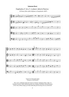 Partition complète (G, C et F clefs), Il Secondo libro delle Sinfonie et Gagliarde