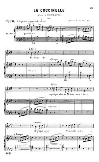 Partition complète (A♭ Major: haut voix et piano), La coccinelle