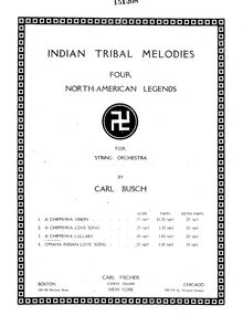 Partition , A Chippewa Lullaby, Indian Tribal Melodies, Four North American Legends for String Orchestra