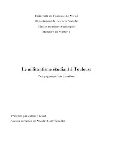 Le militantisme étudiant à Toulouse