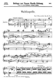 Partition No.1 Waldkapelle, Piano pièces, Op.111, Blumenthal, Paul