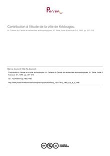 Contribution à l étude de la ville de Kédougou. - article ; n°3 ; vol.8, pg 307-318