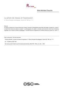 La photo de classe et l expression - article ; n°1 ; vol.98, pg 7-11