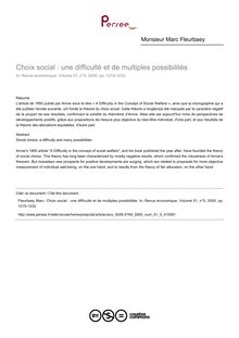 Choix social : une difficulté et de multiples possibilités - article ; n°5 ; vol.51, pg 1215-1232