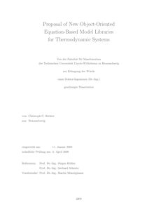 Proposal of new object-oriented equation-based model libraries for thermodynamic systems [Elektronische Ressource] / von Christoph C. Richter