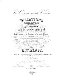Partition complète et partition de violon, Le carnaval de Venise, Op.18