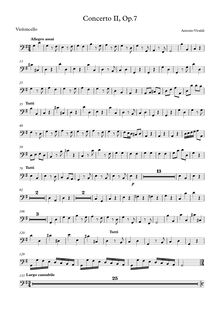 Partition violoncelles et Basses, violon Concerto, G major, Vivaldi, Antonio