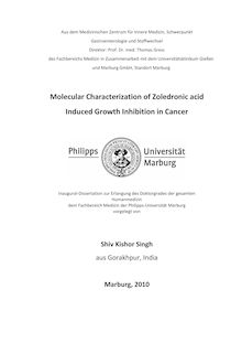 Molecular characterization of zoledronic acid induced growth inhibition in cancer [Elektronische Ressource] / vorgelegt von Shiv Kishor Singh