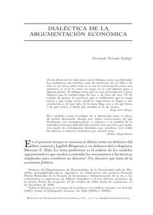 Dialéctica de la argumentación económica (Dialectics in Economic Argumentation)