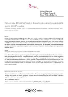 Renouveau démographique et disparités géographiques dans la région Midi-Pyrénées - article ; n°2 ; vol.11, pg 237-245